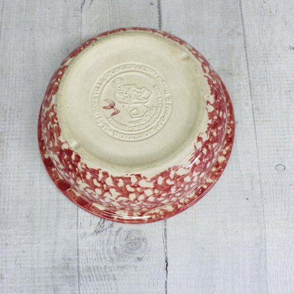 Roseville The Workshop of Gerald Henn ROSE SPONGE Red Spongeware Rim Soup Bowl - Picture 7 of 13
